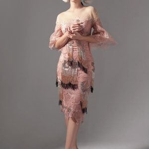 Váy.P.Nữ.Tay lửng đính đá tua rua