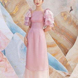 Áo dài KIE Tơ tay bồng