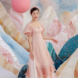 Áo dài KIE Tay nơ đính ngọc