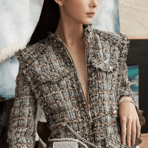 Áo khoác tweed xẻ tà