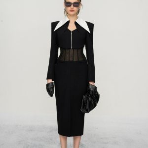 Set 2 chi tiết cúp ngực ren dài tay