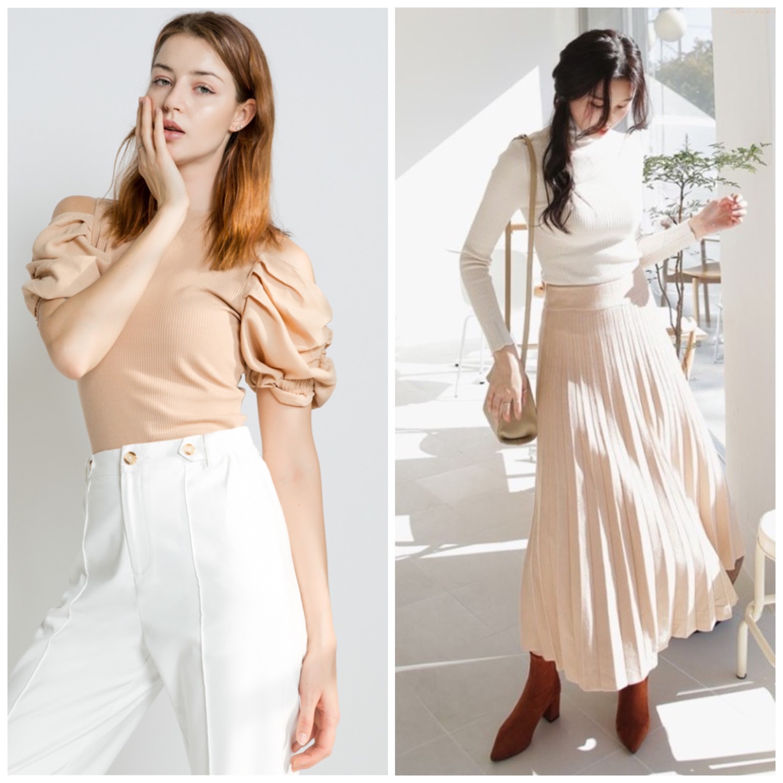 Phối đồ với áo màu kem