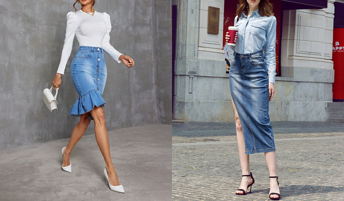 Chân Váy Jean Dài Qua Gối Mặc Với Áo Gì? 15+ Gợi Ý Phối Đồ 5 chân váy jean dài qua gối mặc với áo gì