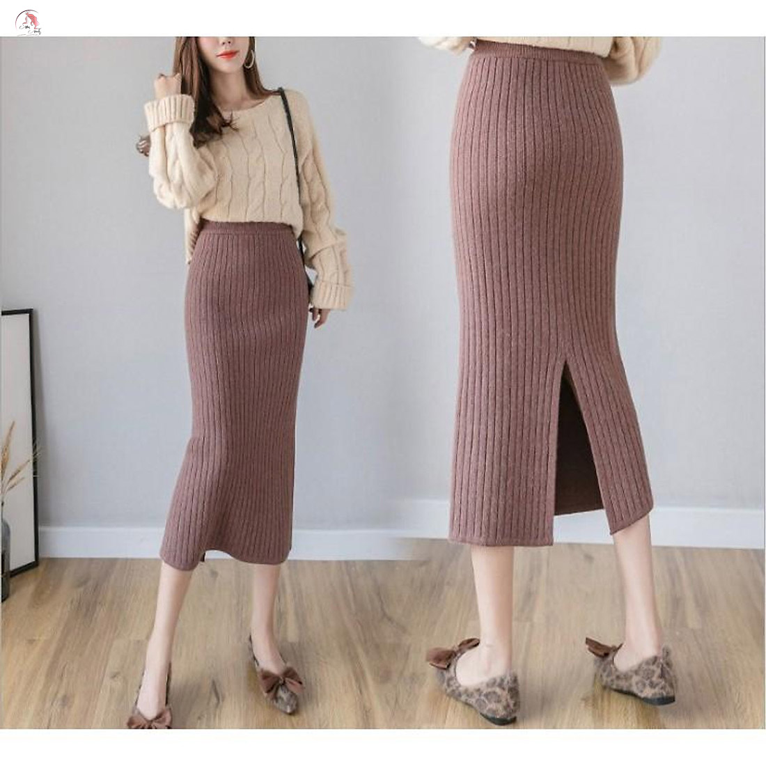 15+ Cách Mix Đồ Với Váy Len Body Tôn Dáng Sành Điệu 3 Phối đồ với chân váy len bút chì