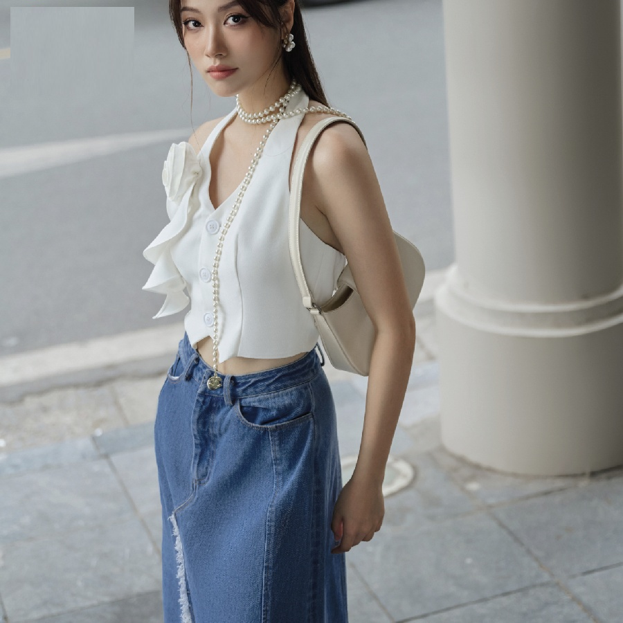 Chân Váy Jean Dài Qua Gối Mặc Với Áo Gì? 15+ Gợi Ý Phối Đồ 4 phối đồ với chân váy bò dài