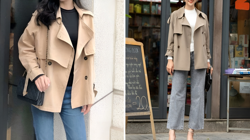 20+ Cách Phối Đồ Với Áo Măng Tô Nữ Ngắn Sành Điệu 3 Phối áo măng tô ngắn với quần tây ống rộng