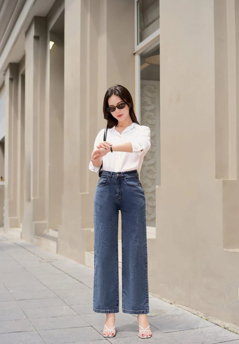 Cách phối đồ với quần ống suông nữ tôn dáng và sành điệu 1 Mẹo mặc đẹp với quần ống suông