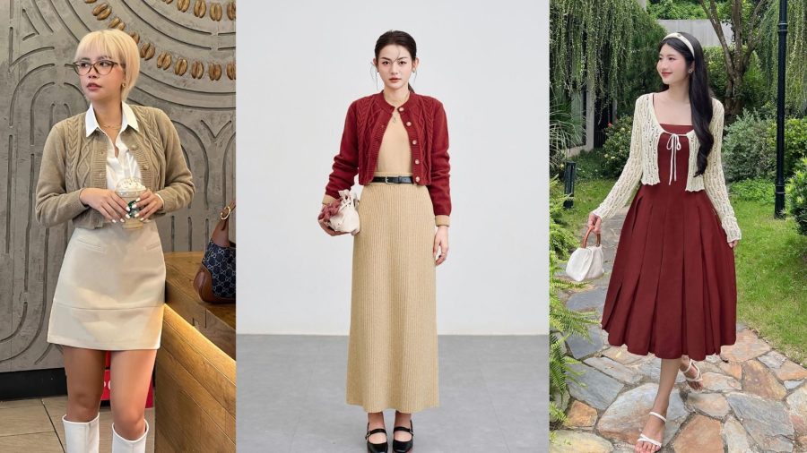 phoi do voi ao len cardigan ngan 1269