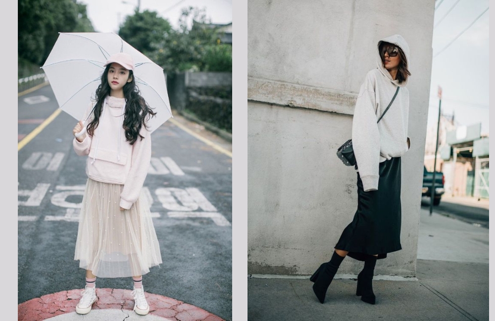 10+ Cách Phối Áo Hoodie Với Chân Váy Dài Hack Dáng Đỉnh 5 Phối áo hoodie với chân váy dài satin