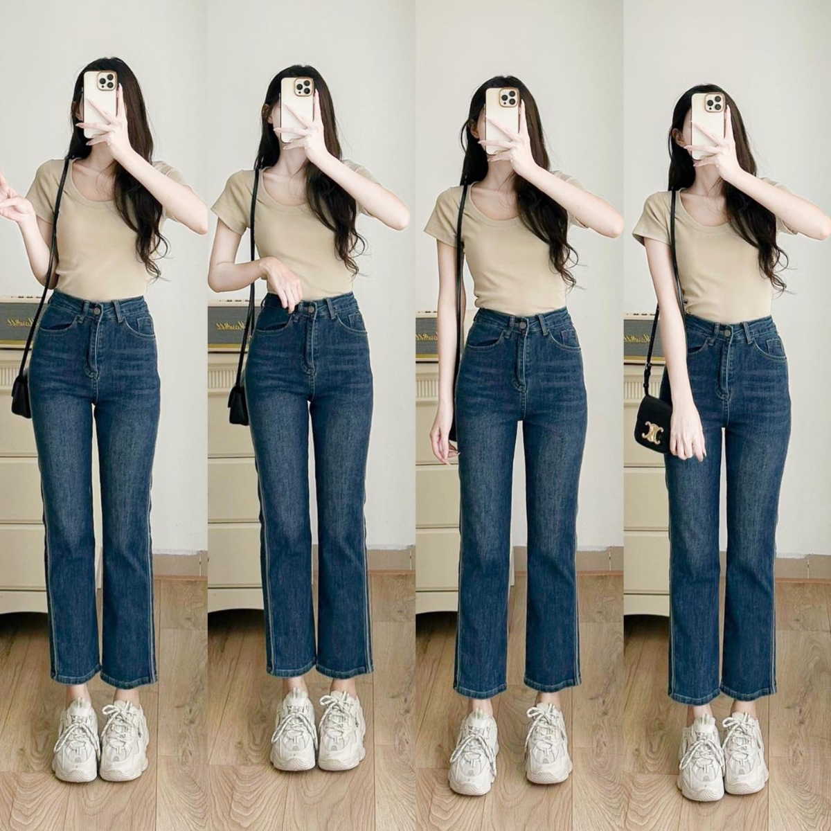 Cách phối đồ với quần jean ống rộng cho nữ