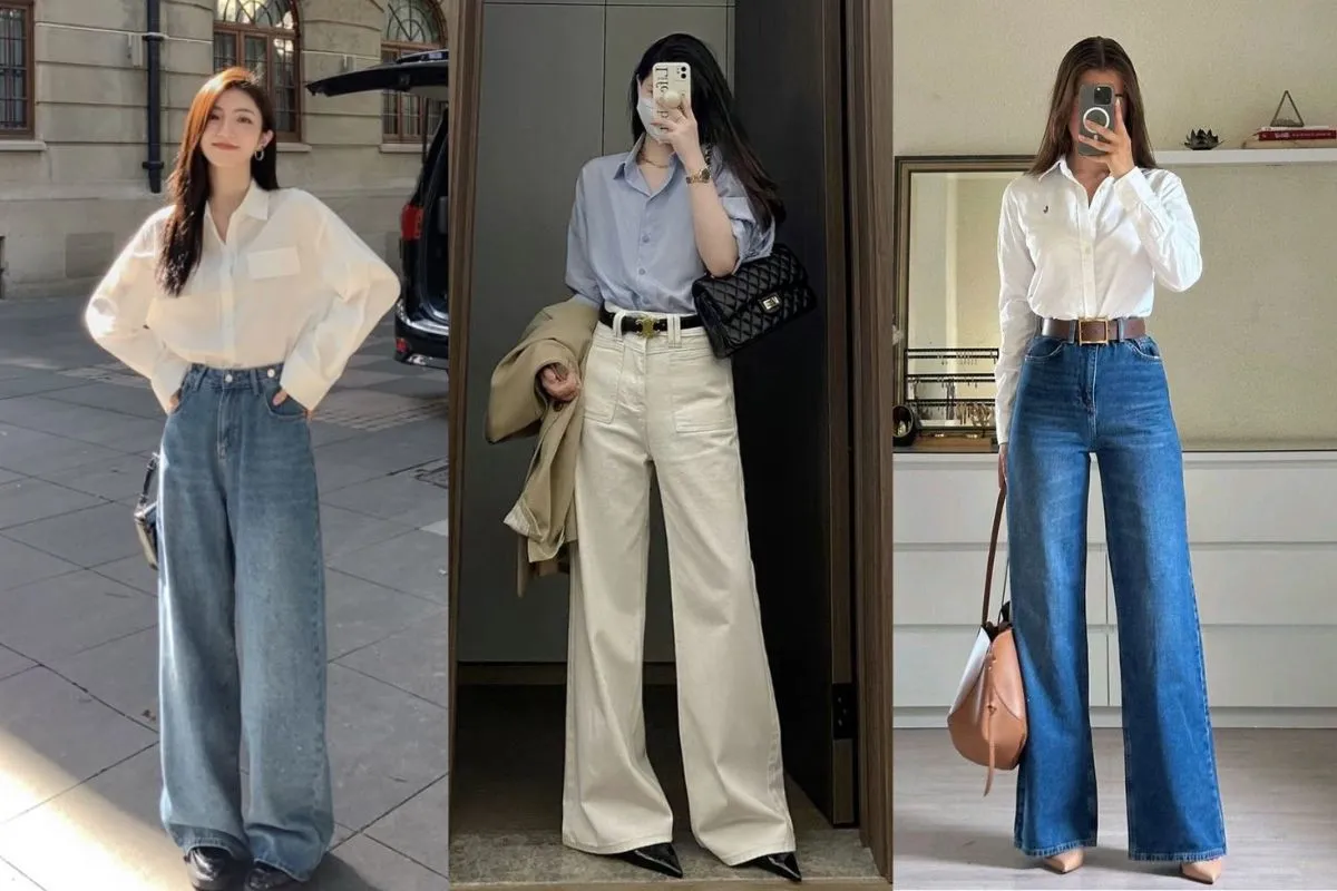Phối đồ với quần jean ống rộng và áo croptop