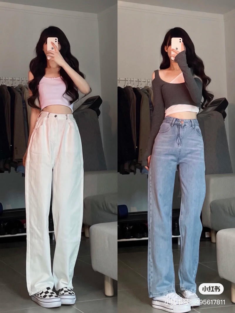 Cách phối đồ với quần ống suông nữ tôn dáng và sành điệu 8 phối đồ với quần jean ống suông nữ