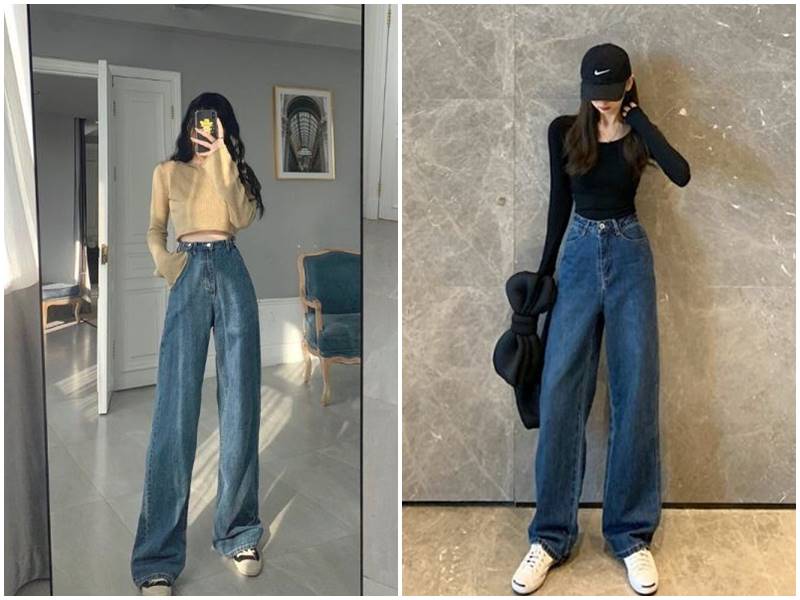 Bật Mí Cách Phối Đồ Dáng Rộng Không Lo Bị Nuốt Dáng 5 Quần jean ống rộng hack dáng
