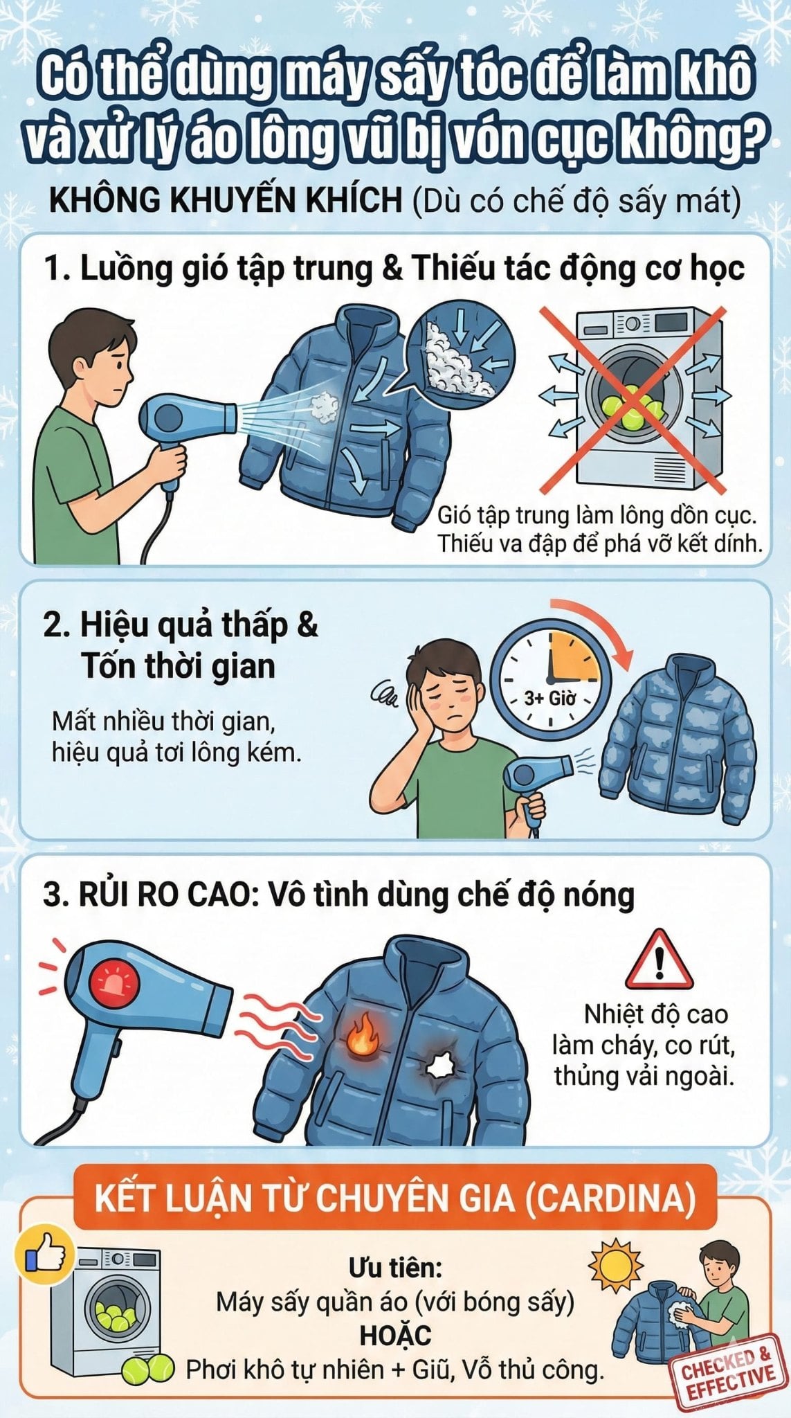 Phục hồi áo phao lông vũ bị xẹp