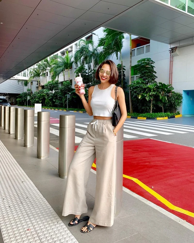 Quần đũi ống rộng phối blazer