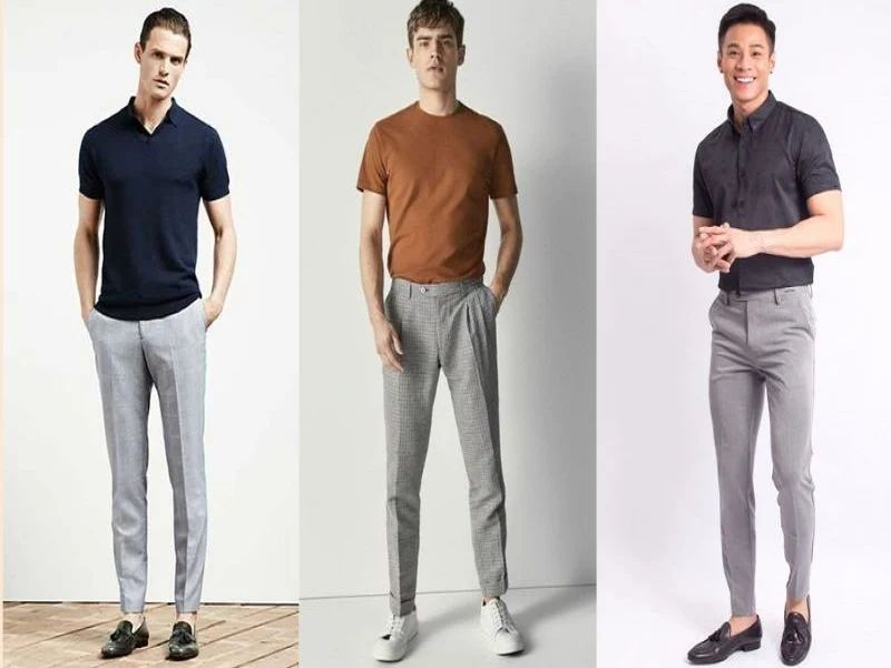 Quần xám áo kẻ sọc