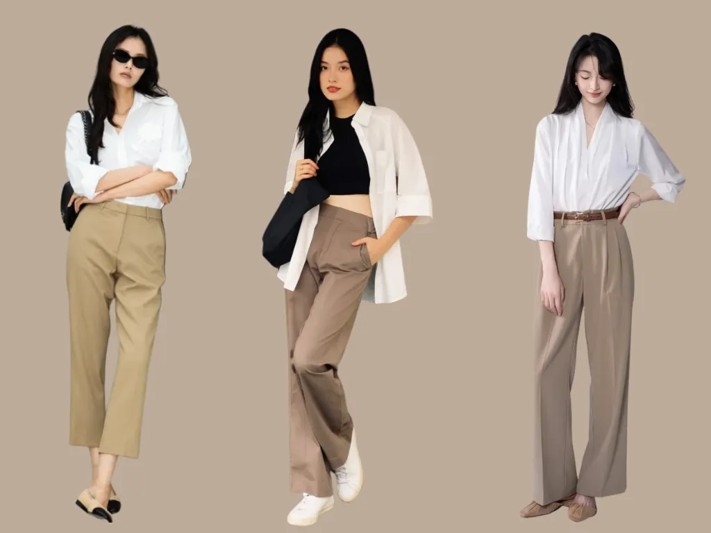 Bật Mí 15+ Cách Phối Đồ Với Quần Kaki Nữ Thanh Lịch Hack Dáng 3 Cân bằng tỷ lệ khi phối đồ với quần kaki nữ