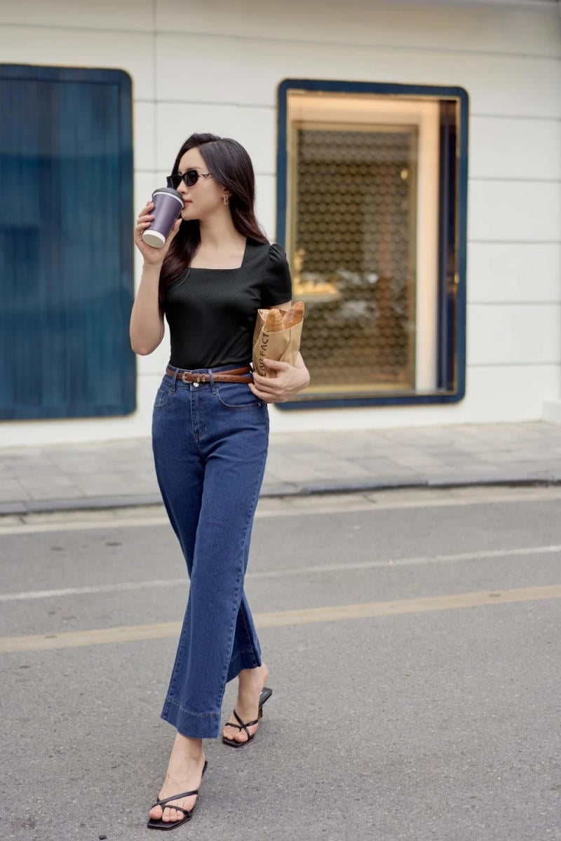 Phối đồ đi đám cưới với quần ống rộng cá tính