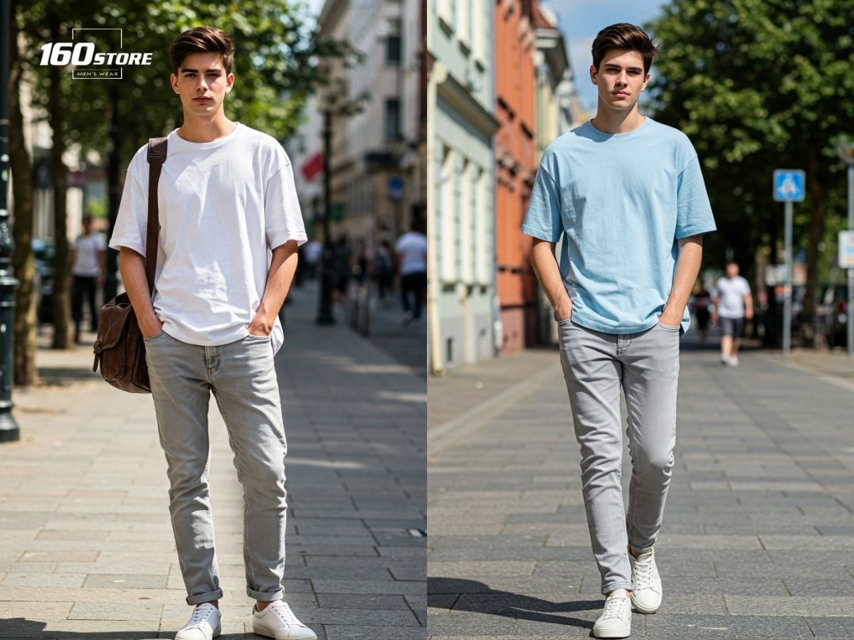 Quần jean xám mặc áo gì