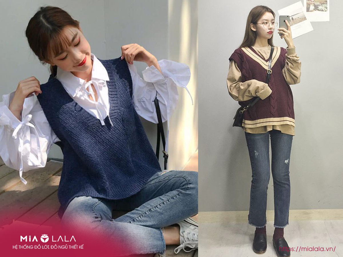 11+ Cách Phối Áo Gile Với Quần Jean Chuẩn Stylist 3 Phối áo gile croptop với quần jean cạp cao