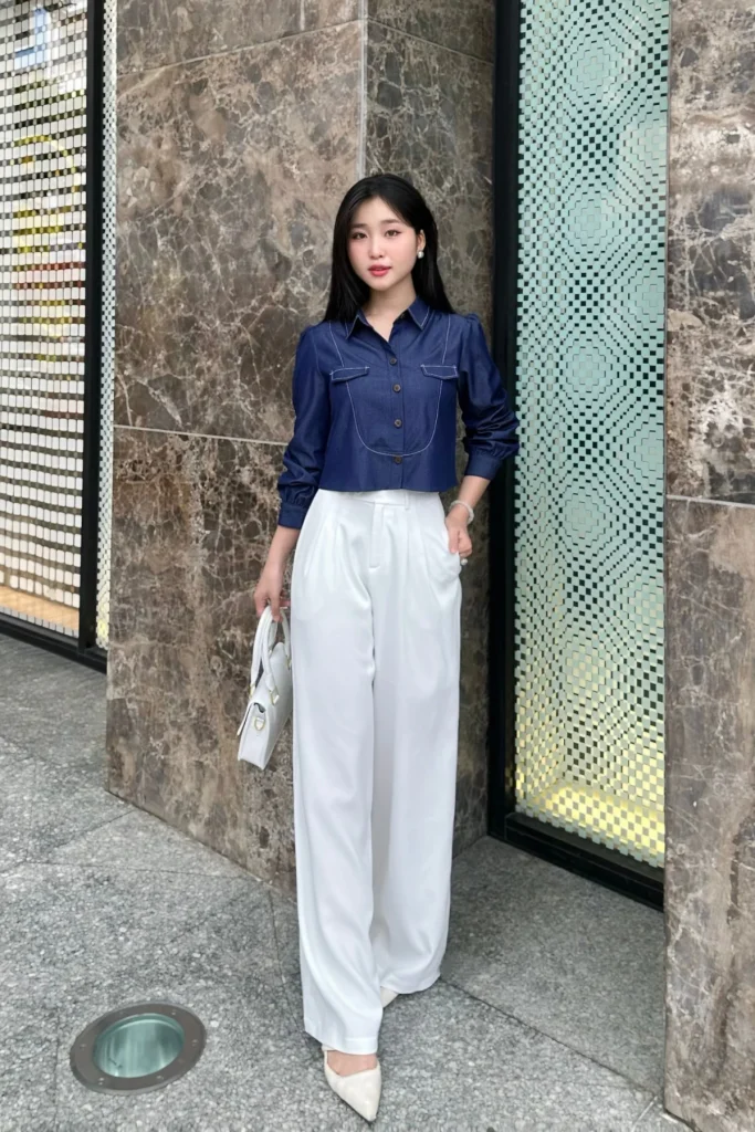phong cach quan jean ao so mi nu 3168