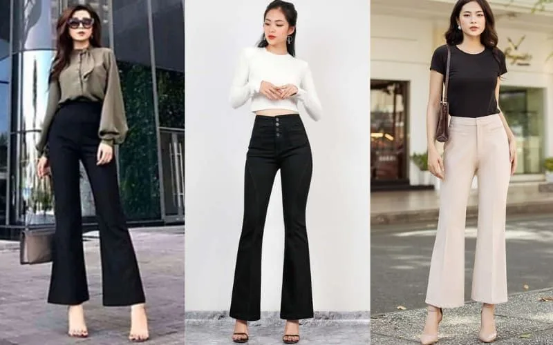 phối đồ với quần jean ống loe cho người lùn