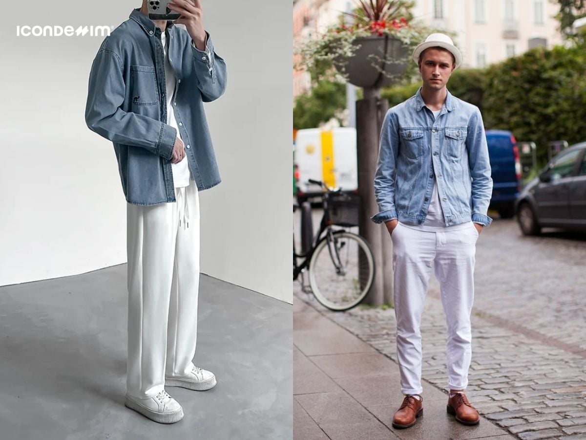 Quần jean trắng mặc với áo gì