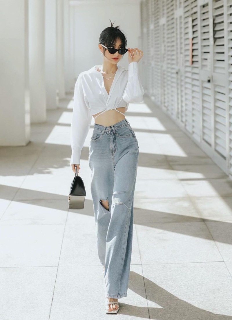 15+ Cách Phối Đồ Với Áo Sơ Mi Trắng Nữ Sành Điệu 8 Phối đồ với áo sơ mi trắng nữ sành điệu