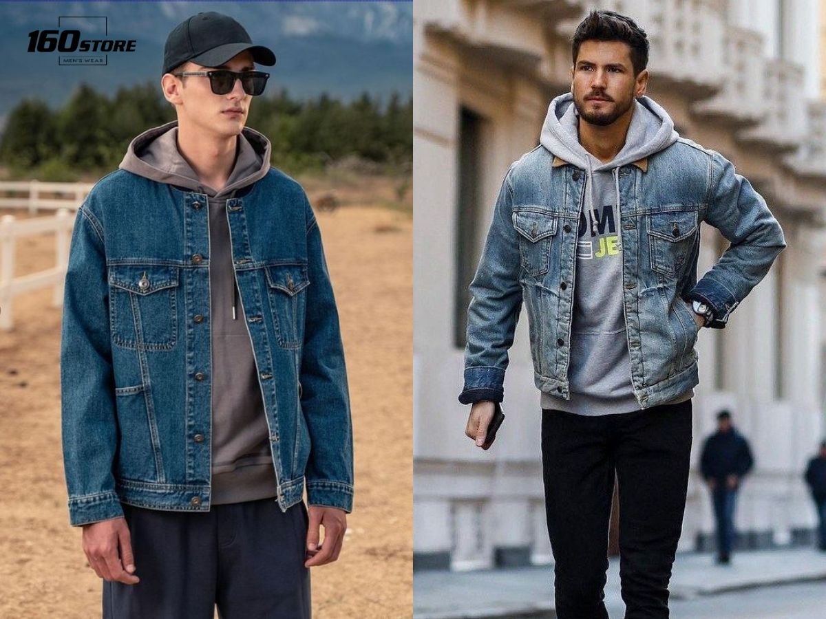 15+ Cách Phối Áo Hoodie Với Áo Khoác Nâng Tầm Phong Cách 1 Phối áo hoodie với áo khoác jean