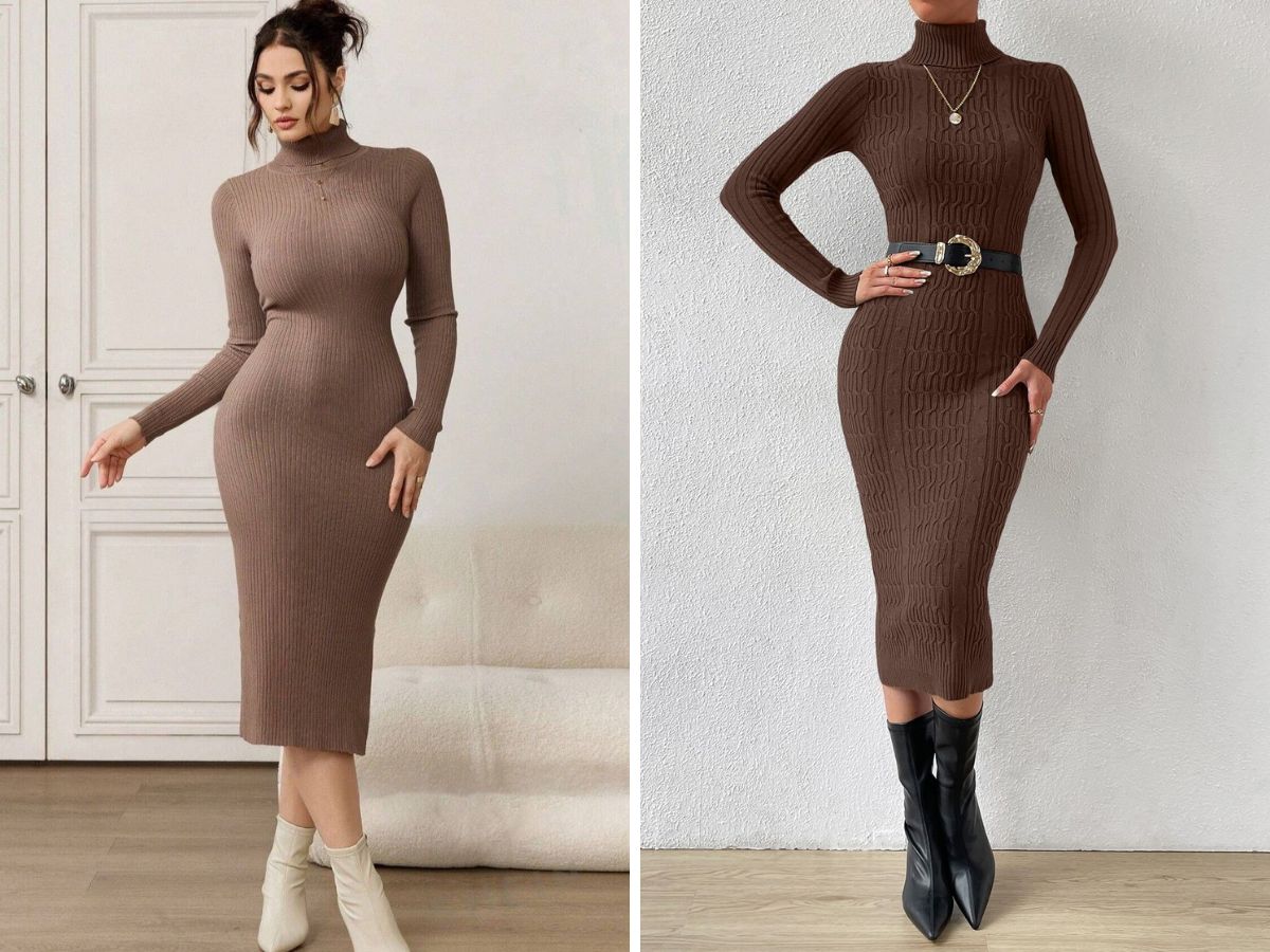 Váy len body màu đen che khuyết điểm