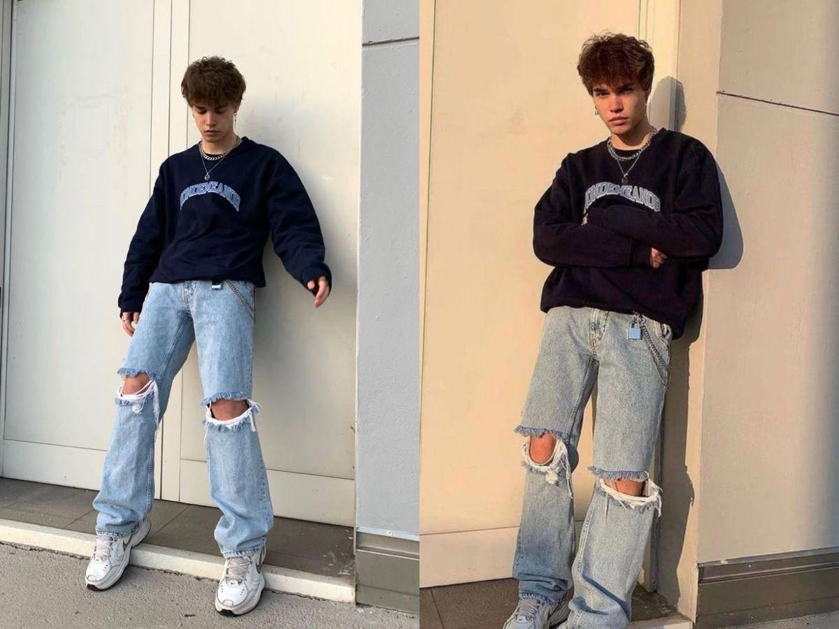 Phối đồ với quần baggy nam ống rộng