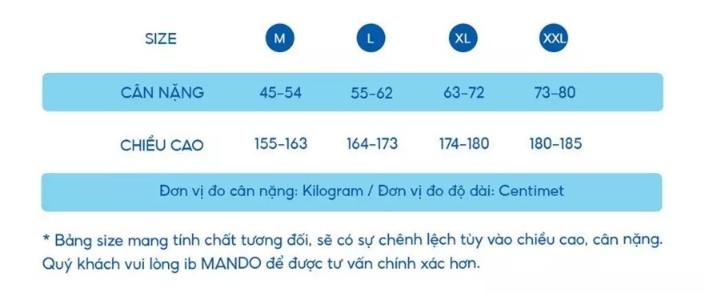 60kg Mặc Áo Size Gì? Bảng Size Chi Tiết Cho Nam Và Nữ 3 Bảng size áo cho nam 60kg